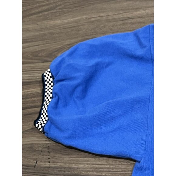 Vintage Gildan Blue Polo Shirt Black White Checkerboard Trim Size 2XL - Picture 3 of 16